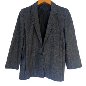 Raphaelo Dark Gray Wool Blend Single Breasted One Button Blazer Size MD